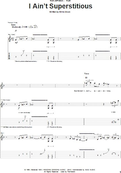 I Ain't Superstitious - Guitar TAB, New, Main