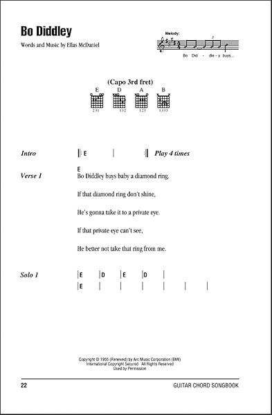 Bo Diddley - Guitar Chords/Lyrics, New, Main