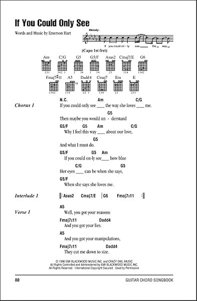 If You Could Only See - Guitar Chords/Lyrics, New, Main