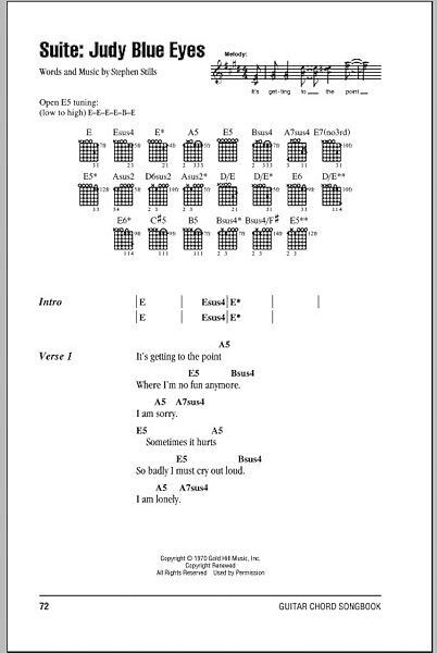 Suite: Judy Blue Eyes - Guitar Chords/Lyrics, New, Main