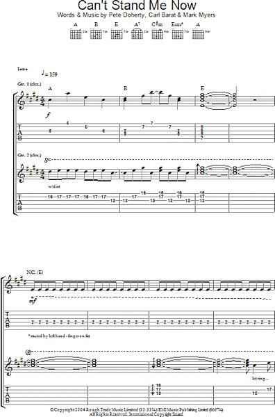 Can't Stand Me Now - Guitar TAB, New, Main