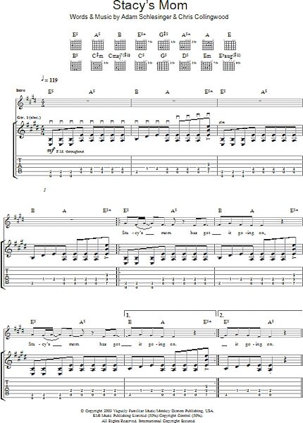 Stacy's Mom - Guitar TAB, New, Main