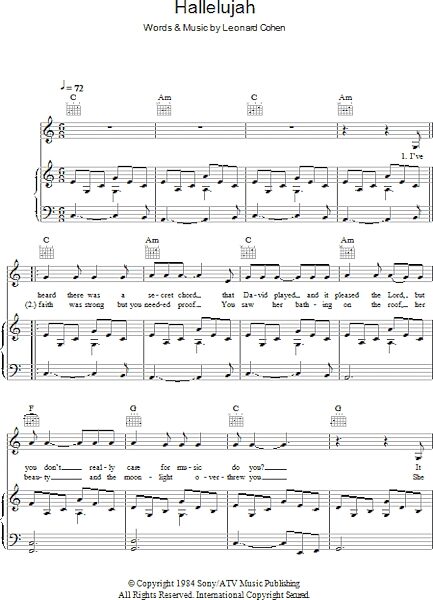 Hallelujah - Piano/Vocal/Guitar, New, Main
