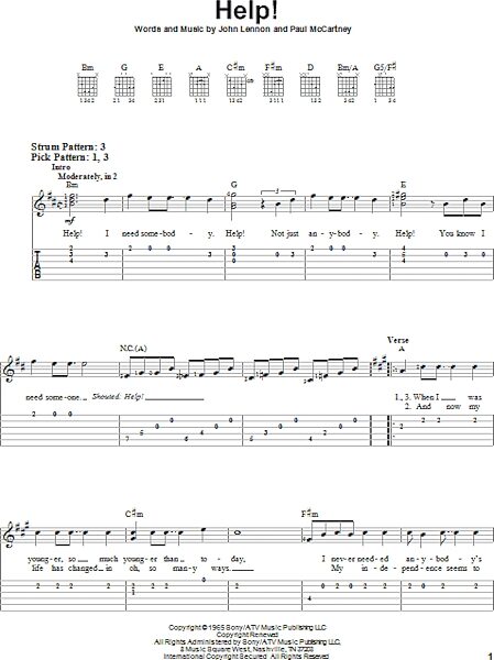 Help! - Easy Guitar with TAB, New, Main