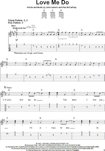 Love Me Do - Easy Guitar with TAB, New, Main