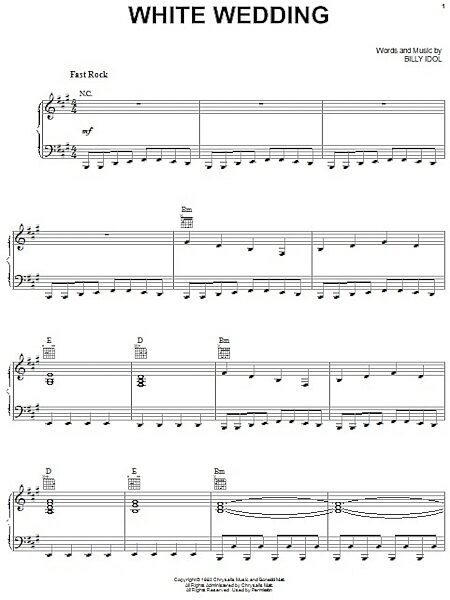 White Wedding - Piano/Vocal/Guitar, New, Main