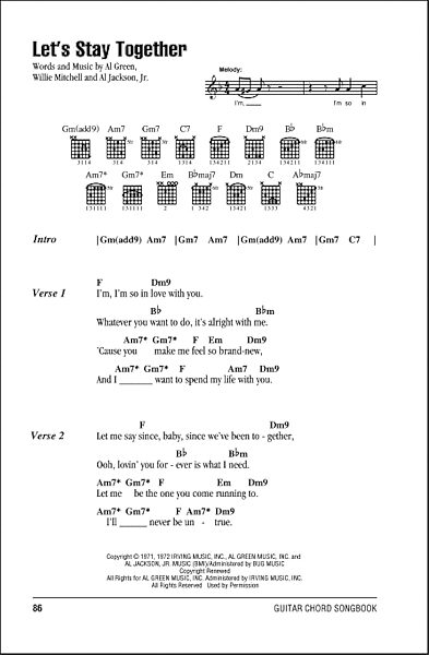 Let's Stay Together - Guitar Chords/Lyrics, New, Main