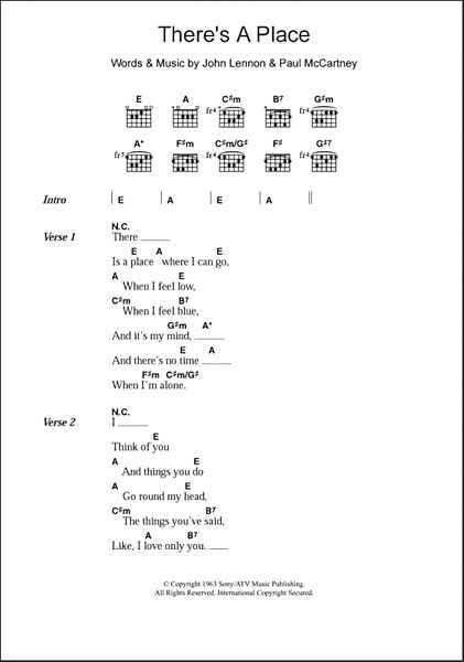 There's A Place - Guitar Chords/Lyrics, New, Main