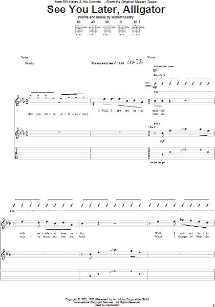 See You Later, Alligator - Guitar TAB, New, Main