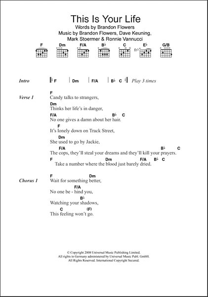 This Is Your Life - Guitar Chords/Lyrics, New, Main