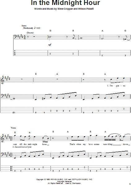 In The Midnight Hour - Bass Tab, New, Main