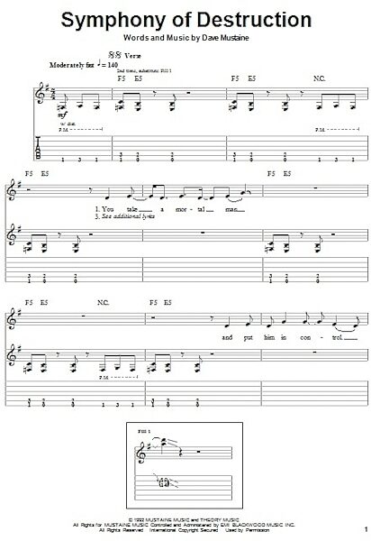 Symphony Of Destruction - Guitar Tab Play-Along, New, Main