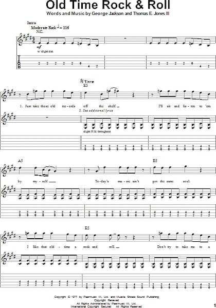 Old Time Rock & Roll - Guitar Tab Play-Along, New, Main