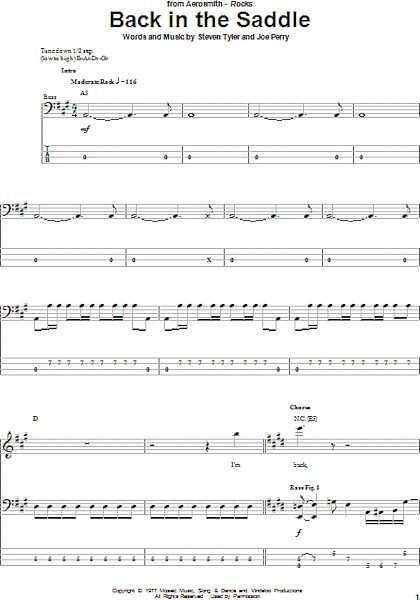 Back In The Saddle - Bass Tab, New, Main