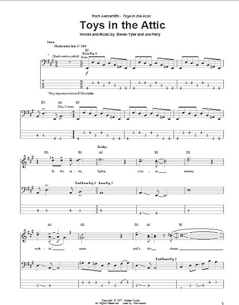 Toys In The Attic - Bass Tab, New, Main