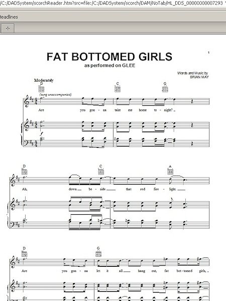 Fat Bottomed Girls - Piano/Vocal/Guitar, New, Main