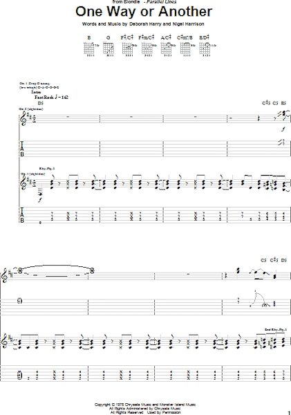 One Way Or Another - Guitar TAB, New, Main