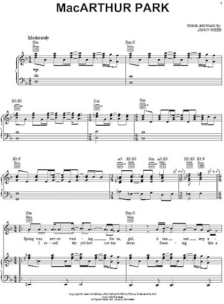 MacArthur Park - Piano/Vocal/Guitar, New, Main