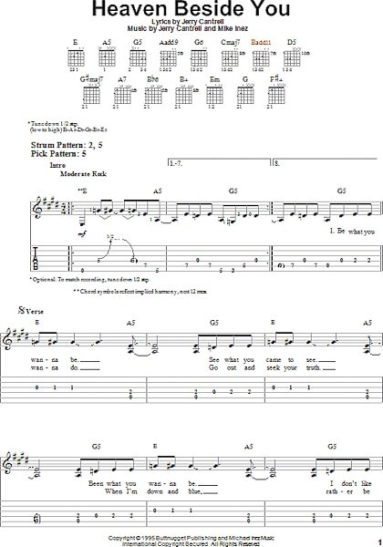 Heaven Beside You - Easy Guitar with TAB, New, Main