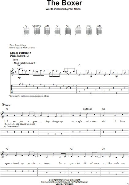 The Boxer - Easy Guitar with TAB, New, Main