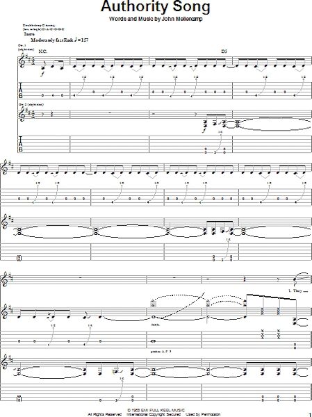 Authority Song - Guitar TAB, New, Main