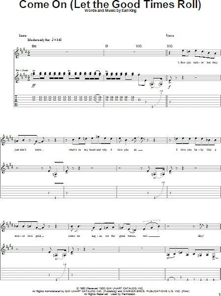 Come On (Part 1) - Guitar TAB, New, Main