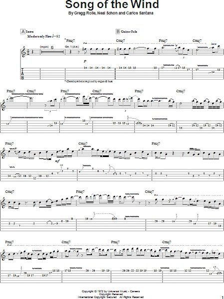 Song Of The Wind - Guitar TAB, New, Main