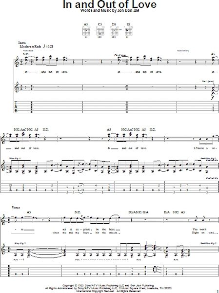In And Out Of Love - Guitar TAB, New, Main