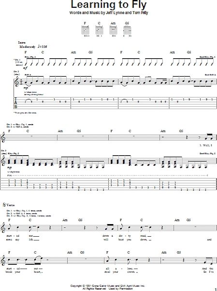 Learning To Fly - Guitar TAB, New, Main