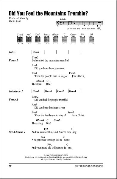 Did You Feel The Mountains Tremble? - Guitar Chords/Lyrics, New, Main