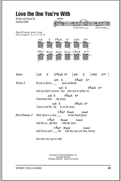 Love The One You're With - Guitar Chords/Lyrics, New, Main
