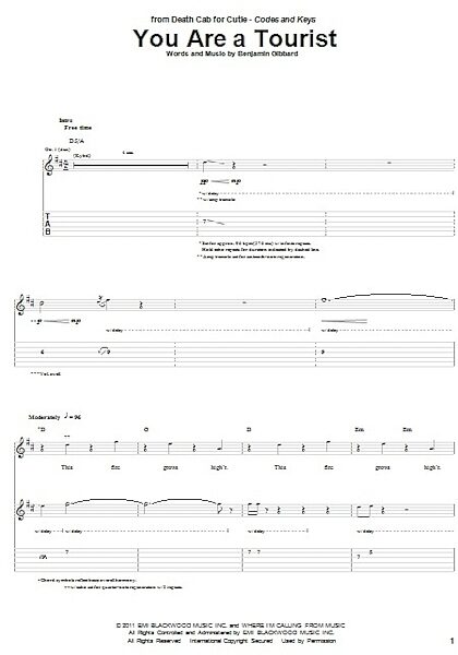 You Are A Tourist - Guitar TAB, New, Main