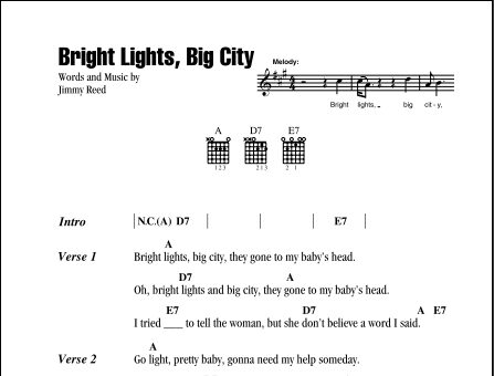 Bright Lights, Big City - Guitar Chords/Lyrics, New, Main