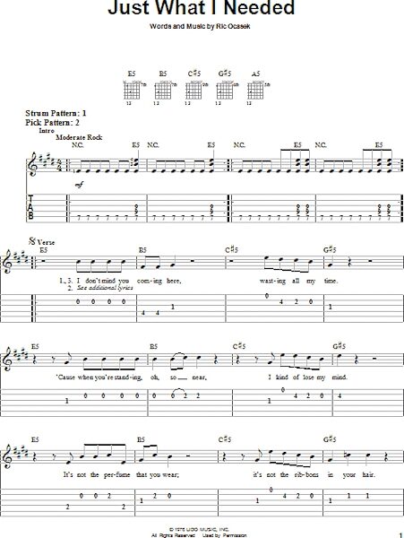 Just What I Needed - Easy Guitar with TAB, New, Main