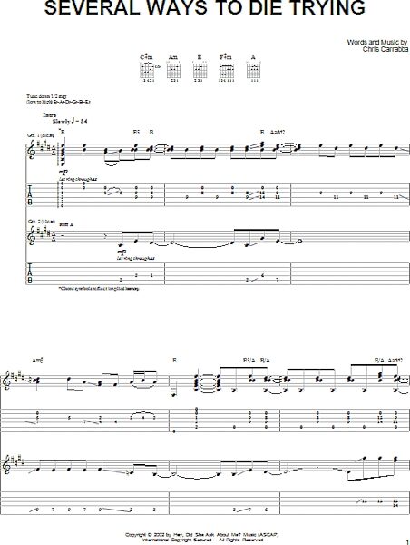 Several Ways To Die Trying - Guitar TAB, New, Main
