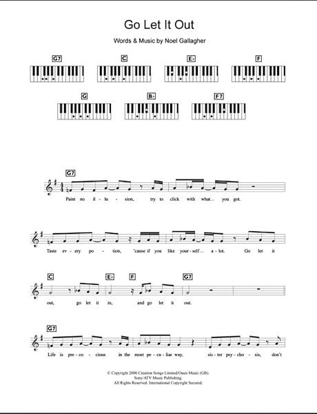 Go Let It Out - Piano Chords/Lyrics, New, Main