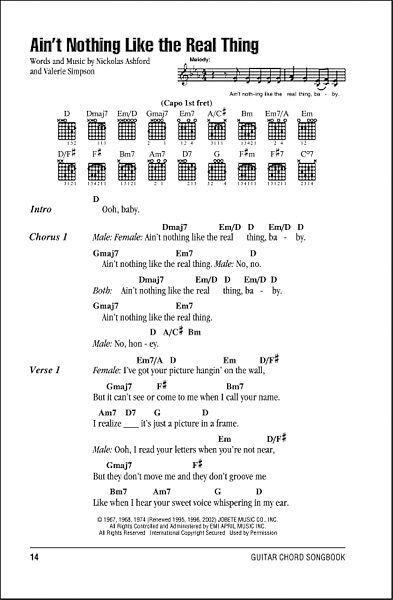 Ain't Nothing Like The Real Thing - Guitar Chords/Lyrics, New, Main