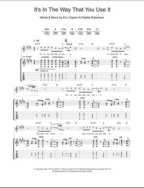 It's In The Way That You Use It - Guitar TAB, New, Main
