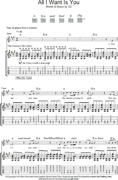 All I Want Is You - Guitar TAB, New, Main