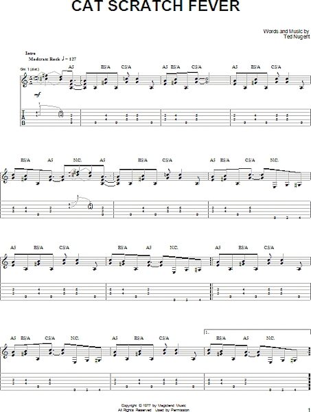 Cat Scratch Fever - Easy Guitar with TAB, New, Main