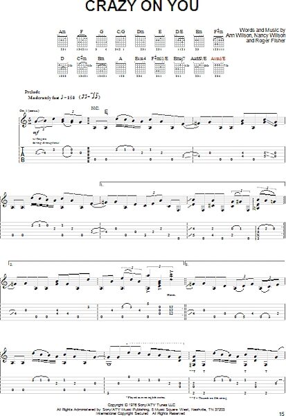 Crazy On You - Easy Guitar with TAB, New, Main