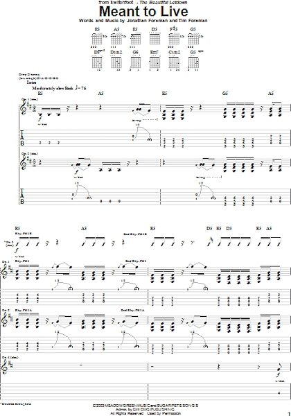 Meant To Live - Guitar TAB, New, Main