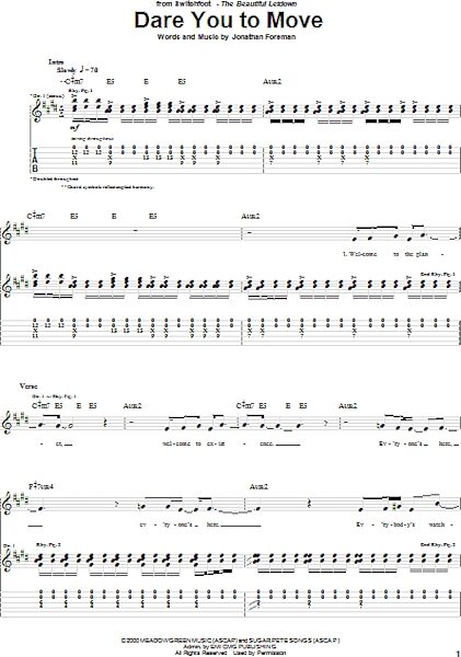 Dare You To Move - Guitar TAB, New, Main