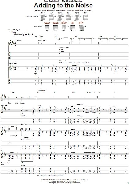 Adding To The Noise - Guitar TAB, New, Main