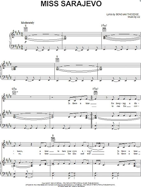 Miss Sarajevo - Piano/Vocal/Guitar, New, Main
