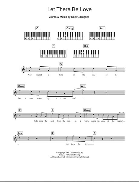 Let There Be Love - Piano Chords/Lyrics, New, Main