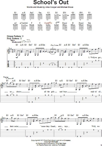 School's Out - Easy Guitar with TAB, New, Main