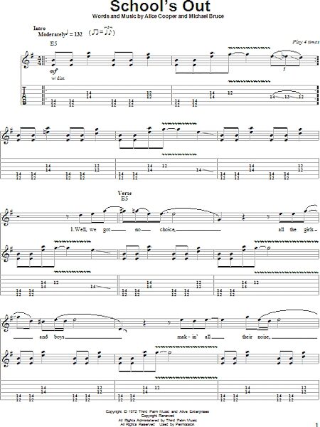 School's Out - Guitar Tab Play-Along, New, Main