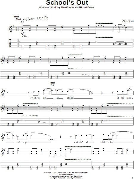 School's Out - Guitar Tab Play-Along, New, Main