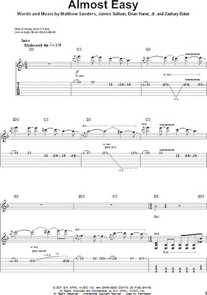 Almost Easy - Guitar Tab Play-Along, New, Main